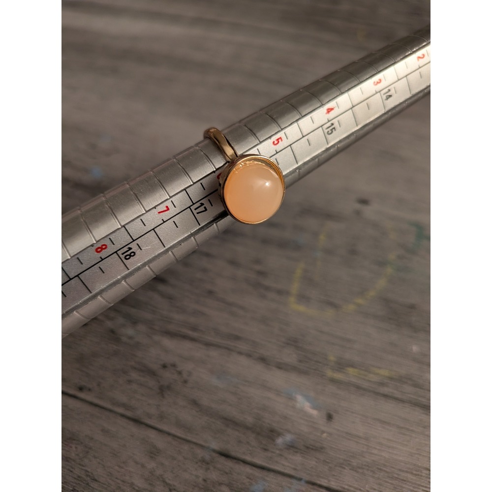 Rose Gold Tone Peach Cabochon‎ Round Bezel Set Statement Ring Size 5.5